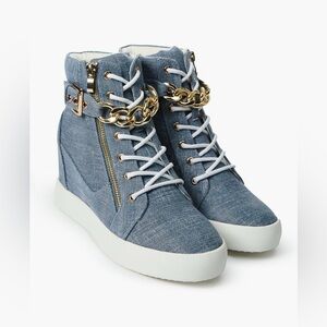 ShoeDazzle Aleale High Top Wedge Sneaker-Denim NWT